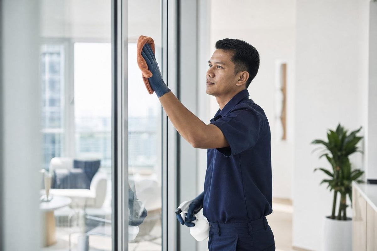 Surface sanitising in a commercial space