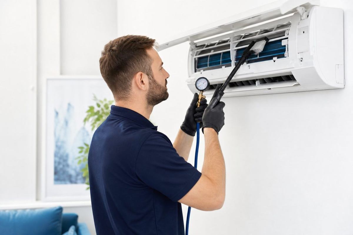AC servicing in a Gulshan apartment