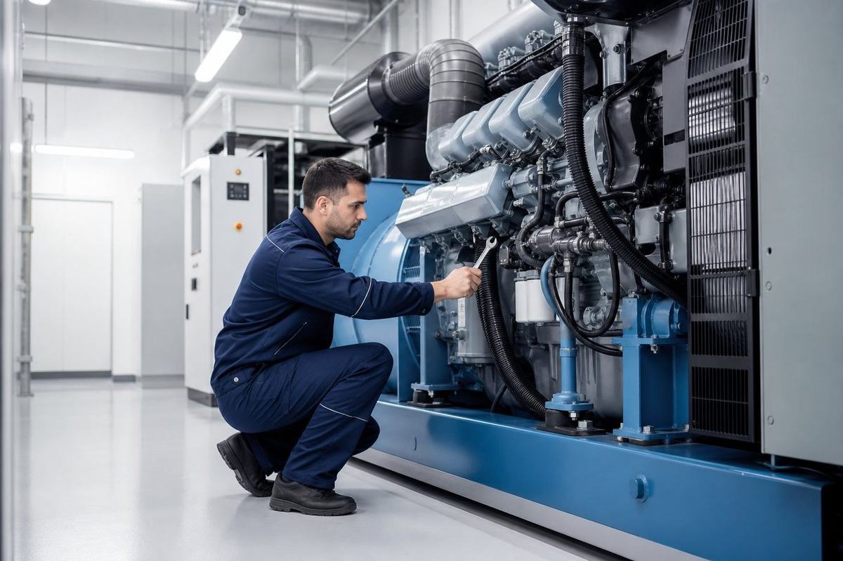 Generator servicing at a factory